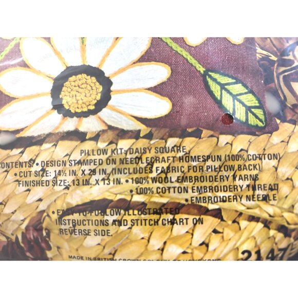 VINTAGE Crewel Creative Daisy Square Embroidery Pillow Kit Vintage Needlecraft F - Picture 4 of 5